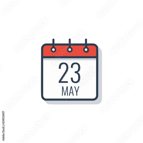 Fototapeta Calendar day icon isolated on white background. May 23.
