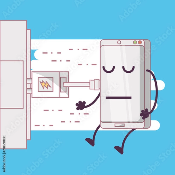 Fototapeta funny smartphone comic character vector illustration design