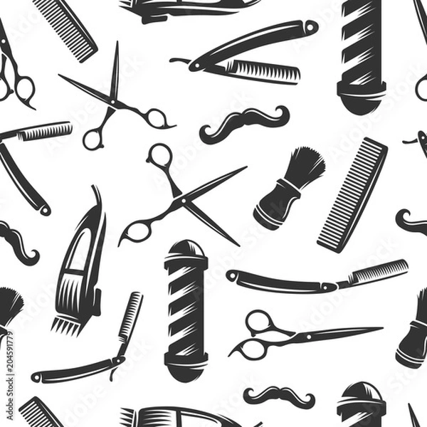 Fototapeta Barbershop seamless pattern, repeating pattern