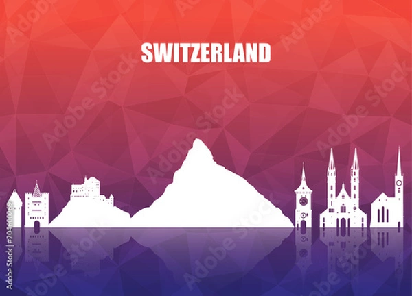 Fototapeta Switzerland Landmark Global Travel And Journey paper background. Vector Design Template.used for your advertisement, book, banner, template, travel business or presentation.