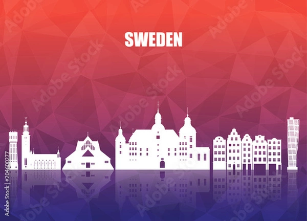 Fototapeta Sweden Landmark Global Travel And Journey paper background. Vector Design Template.used for your advertisement, book, banner, template, travel business or presentation.