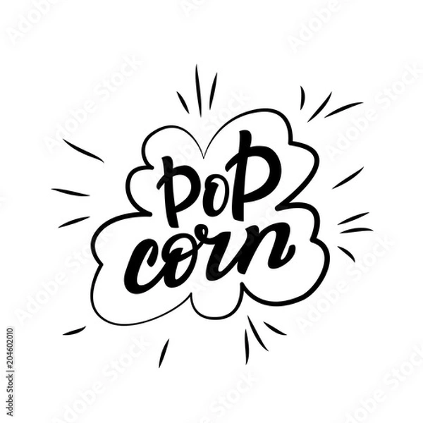 Fototapeta Popcorn vector illustration and lettering design