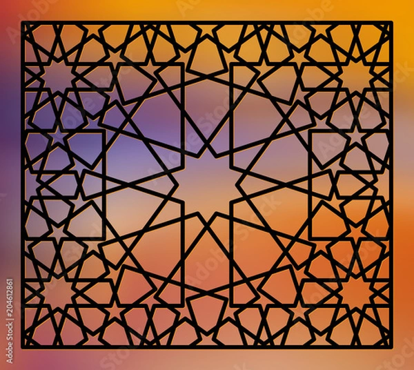 Obraz Decorative panel of oriental style. For laser cutting.