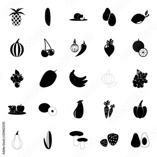Fototapeta Fruit and Vegetables icons set