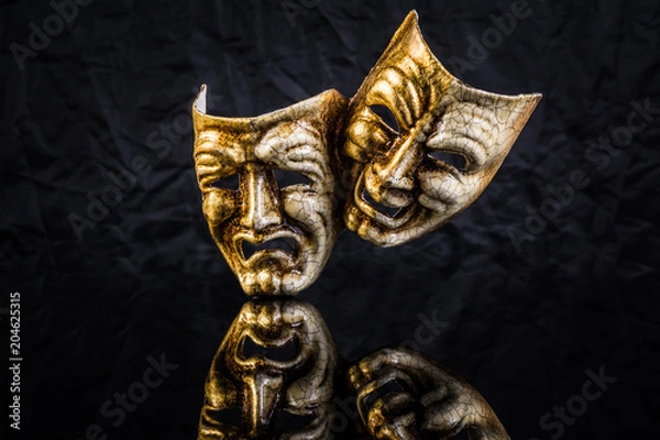 Fototapeta two theatrical masks are good and evil