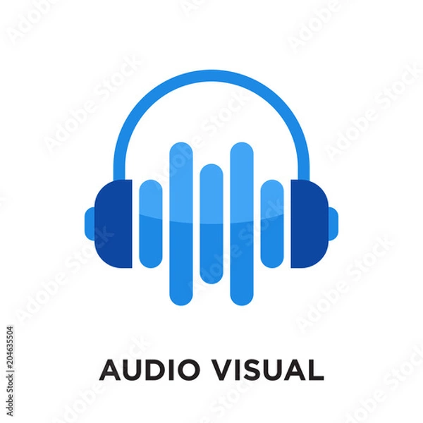 Obraz audio visual logo isolated on white background , colorful vector icon, brand sign & symbol for your business