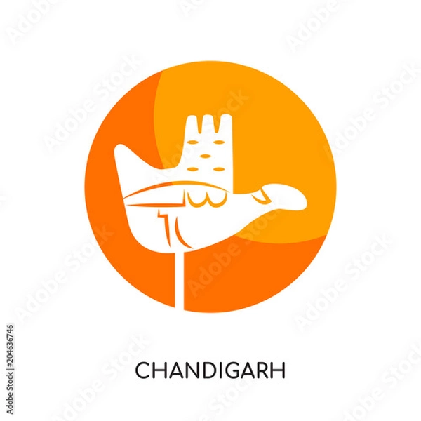 Obraz chandigarh logo vector isolated on white background , colorful vector icon, brand sign & symbol for your business