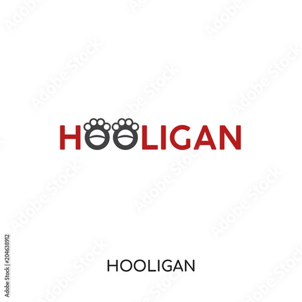 Fototapeta hooligan logo isolated on white background , colorful vector icon, brand sign & symbol for your business