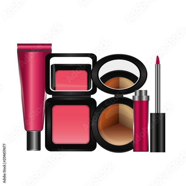 Fototapeta shelf with accessories female make up vector illustration design
