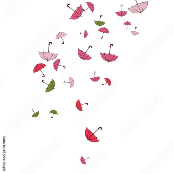 Fototapeta Pretty summer background with umbrellas. Umbrellas In Cartoon Free Style. Pattern Art Illustration Vector