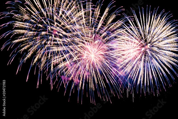 Obraz Colorful explosions of festive fireworks