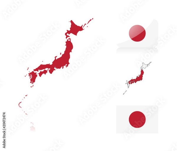 Obraz Japanese map and flags