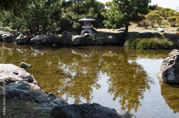 Fototapeta 和風の池庭