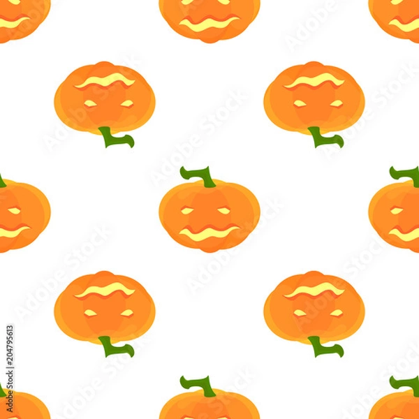 Fototapeta Halloween Pattern with pumpkins and faces. Seamless pattern of pumpkins for the holiday of Halloween from simple shapes and contours.