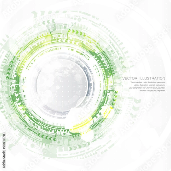 Fototapeta Technology background and abstract digital tech circle with various technological elements. Vector illustration. EPS 10.