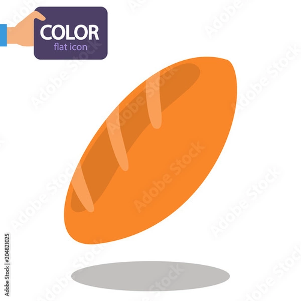 Fototapeta A loaf of bread color flat icon