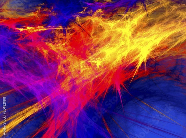 Fototapeta abstract background composed of fractal shapes and colors on intense color, design for posters background of web page or advertising
