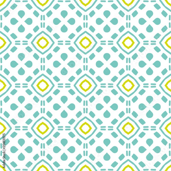 Fototapeta Ancient Geometric pattern in repeat. Fabric print. Seamless background, mosaic ornament, ethnic style. 