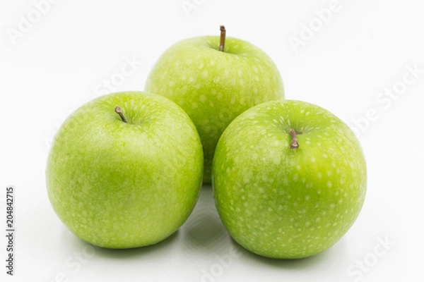 Obraz three apple green  on white background
