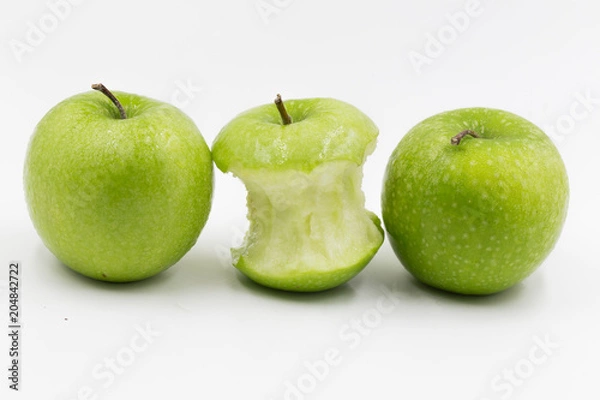 Obraz three apple green  on white background