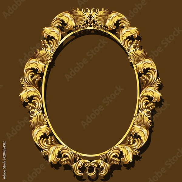 Fototapeta frame gold color with shadow