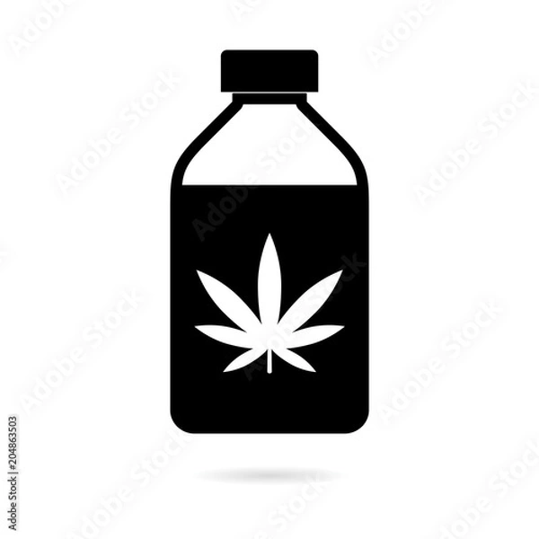 Fototapeta Marijuana leaf bottle icon