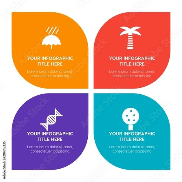Obraz Flat health, science, nature infographic timeline template with floral shape for presentations, advertising, annual reports