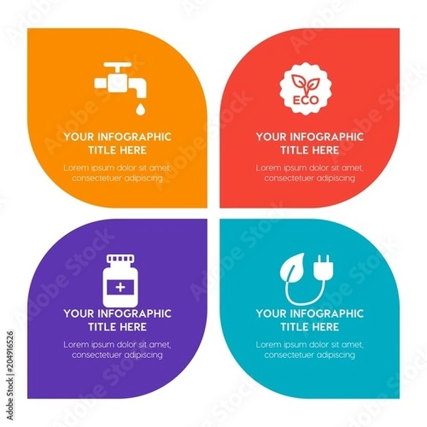 Fototapeta Flat health, science, nature infographic timeline template with floral shape for presentations, advertising, annual reports