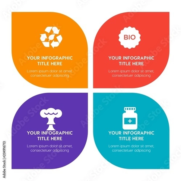 Obraz Flat health, science, nature infographic timeline template with floral shape for presentations, advertising, annual reports