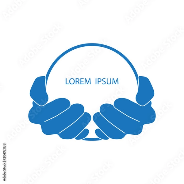 Obraz Hands holding blank circle icon logo vector graphic design