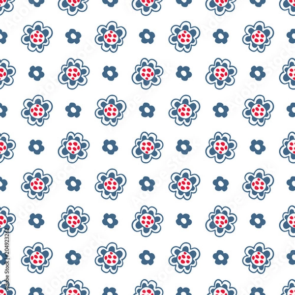 Obraz Vector seamless pattern in Scandinavian style with flowers and leaves