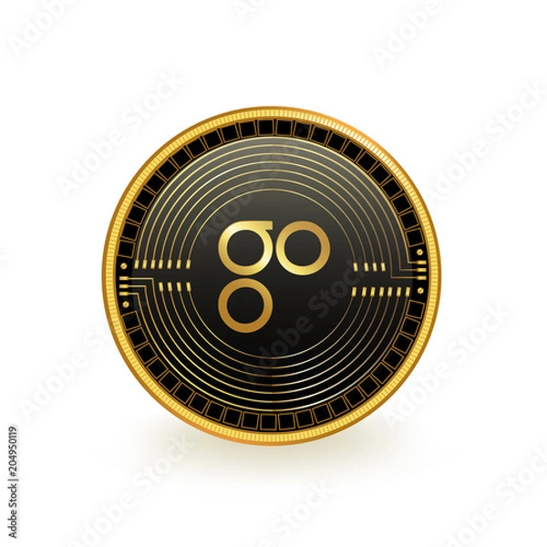 Obraz OmiseGo Cryptocurrency Black Coin Isolated