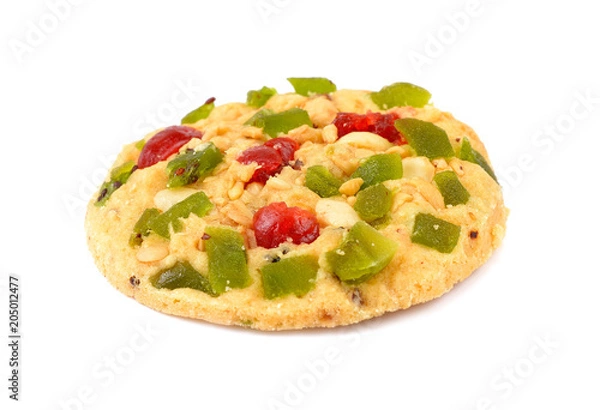 Fototapeta cookies with candied fruit, isolated on a white background