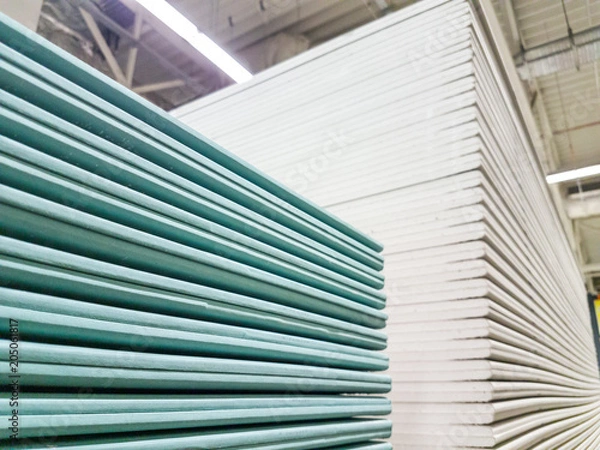 Obraz The stack of gypsum board preparing for construction