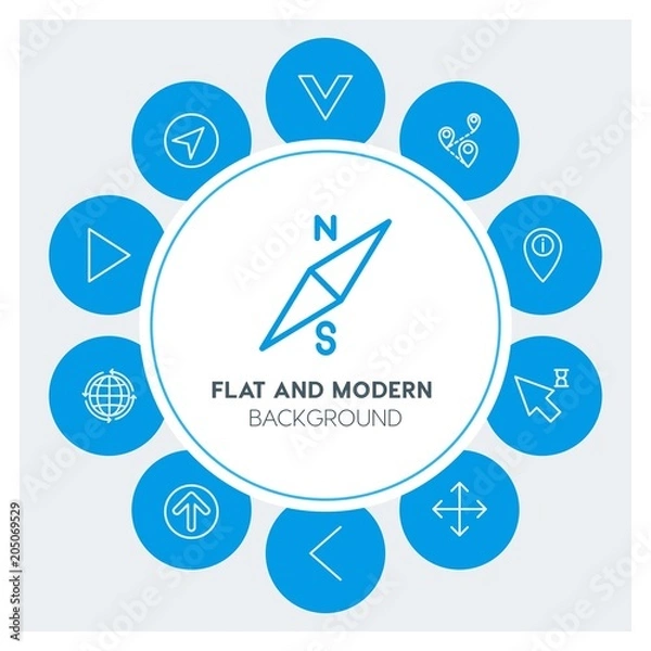 Obraz location, arrows, cursors Infographic Circle outline Icons Set. Contains such Icons as  business,  website,  elements,  background,  pattern,  banner,  slider and more. Fully Editable. Pixel Perfect
