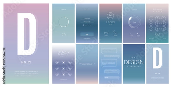 Obraz Modern UI screen design for mobile app with web icons.