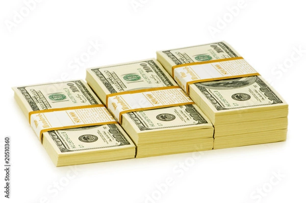 Obraz Stack of dollars isolated on the white