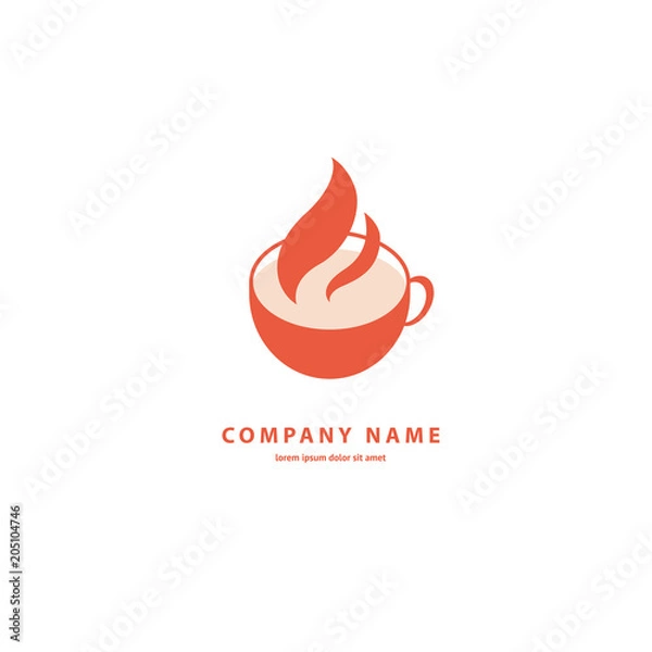 Fototapeta Vector stock logo, abstract sign of cafe, vector template of cafeteria and bistro.