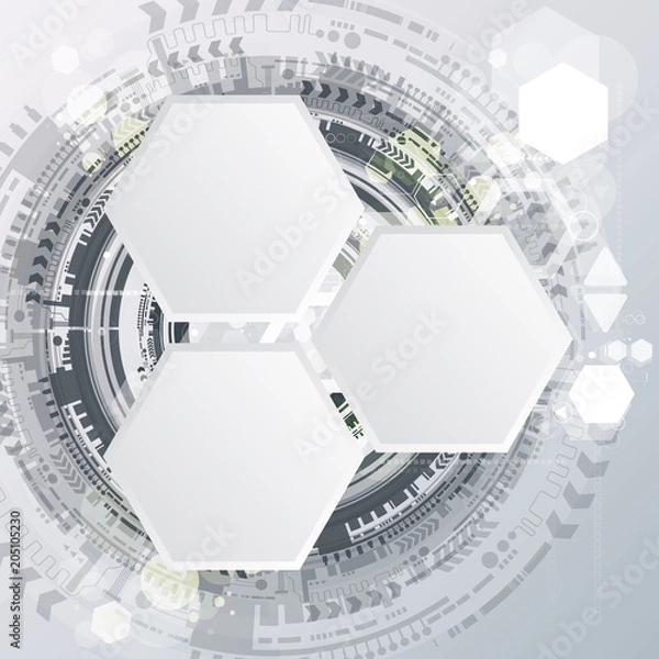 Fototapeta Technology background and abstract digital tech circle with various technological elements. Vector illustration. EPS 10.
