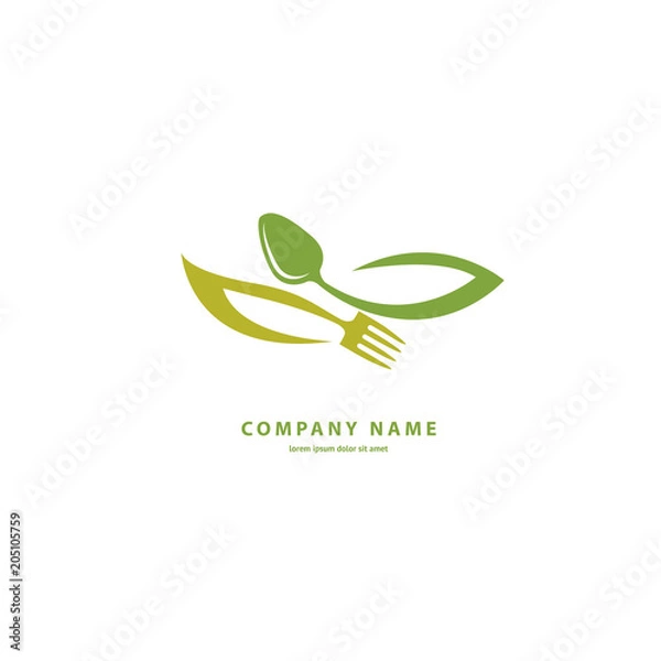 Fototapeta Vector stock logo, abstract sign of food, vector template of fresh meal.