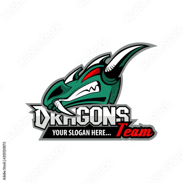 Fototapeta Logo template with Dragon head.