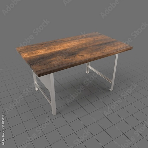 Obraz Drewniany stół z metalową podstawą