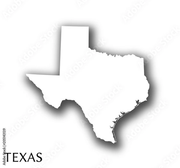 Fototapeta Texas map with shadow. 