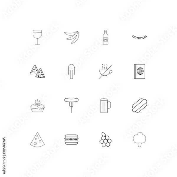 Fototapeta Food And Drink linear thin icons set. Outlined simple vector icons