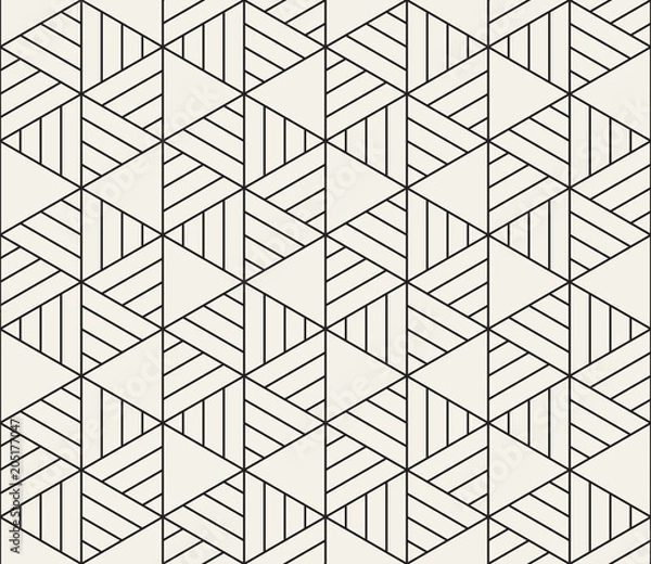Fototapeta Vector seamless geometric pattern. Simple abstract lines lattice. Repeating elements stylish background
