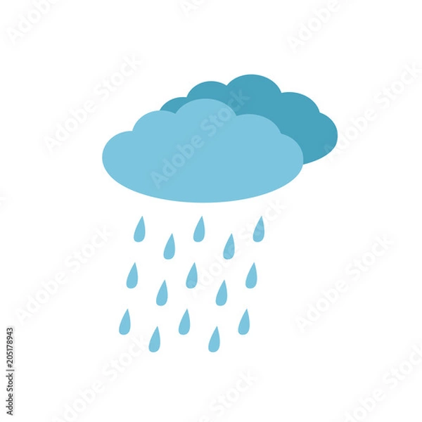 Obraz Rainy weathet icon, rainy clouds vector icon, rain