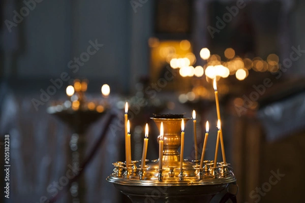 Fototapeta church candles. Burning candles