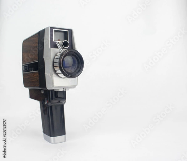 Obraz Vintage video camera on isolated bright white background