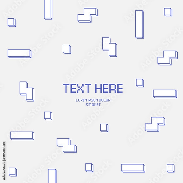 Fototapeta Vector cyber Tetris figure abstract background design.