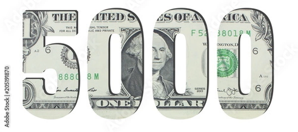 Fototapeta 5000 Number. American dollar banknotes. Money texture. Isolated on white background